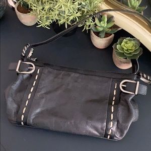 SOLD**vintage VERSACE black leather shoulder bag